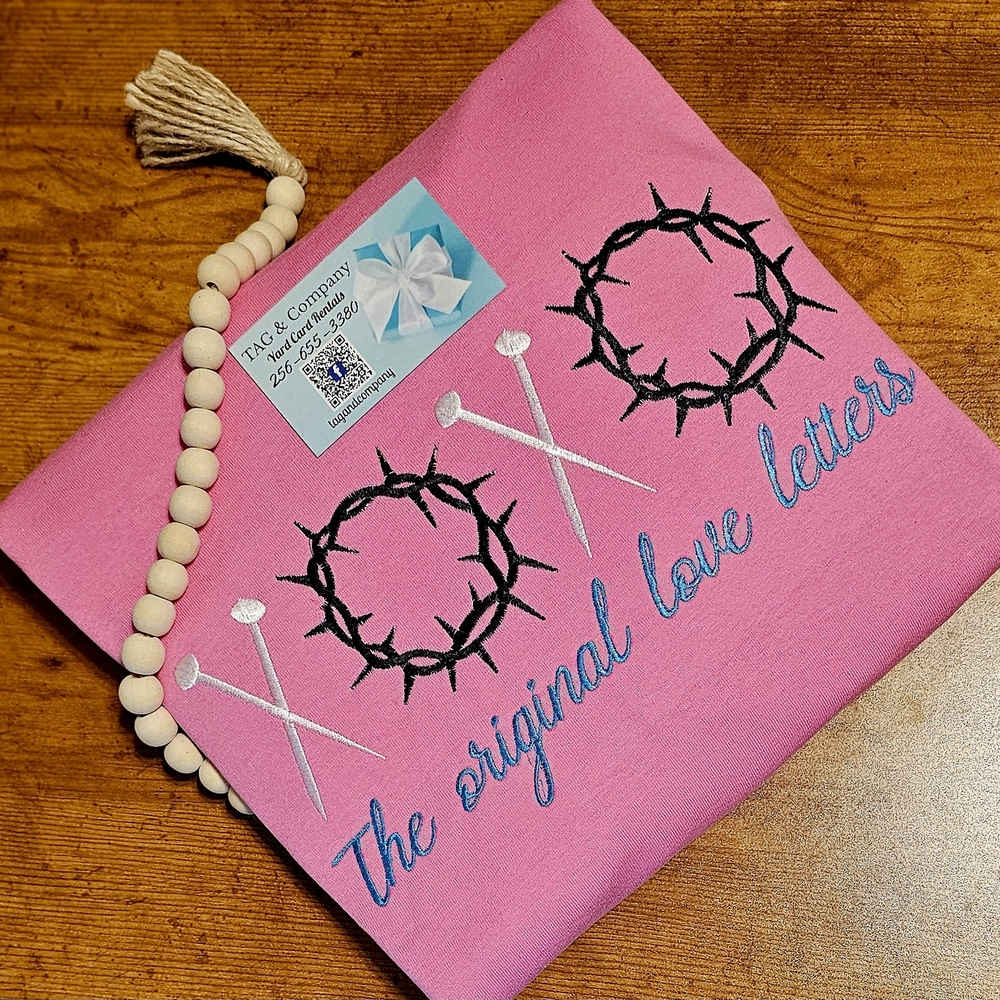 Pink Embroidered Love Letters T-Shirt